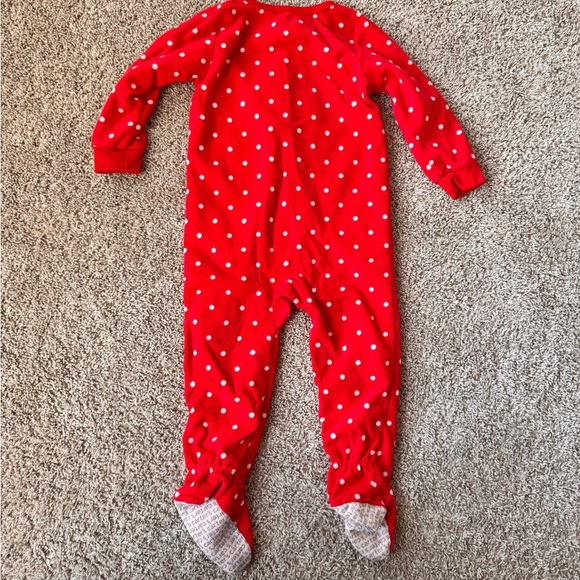 Carter's Red Polka-Dot & Reindeer Holiday Sleeper Footie Pajamas size 24 months - Picture 8 of 8